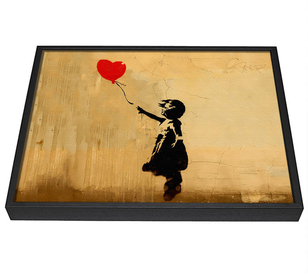 A picture of a Love Heart Balloon Left framed canvas print sold by Wallart-Direct.co.uk