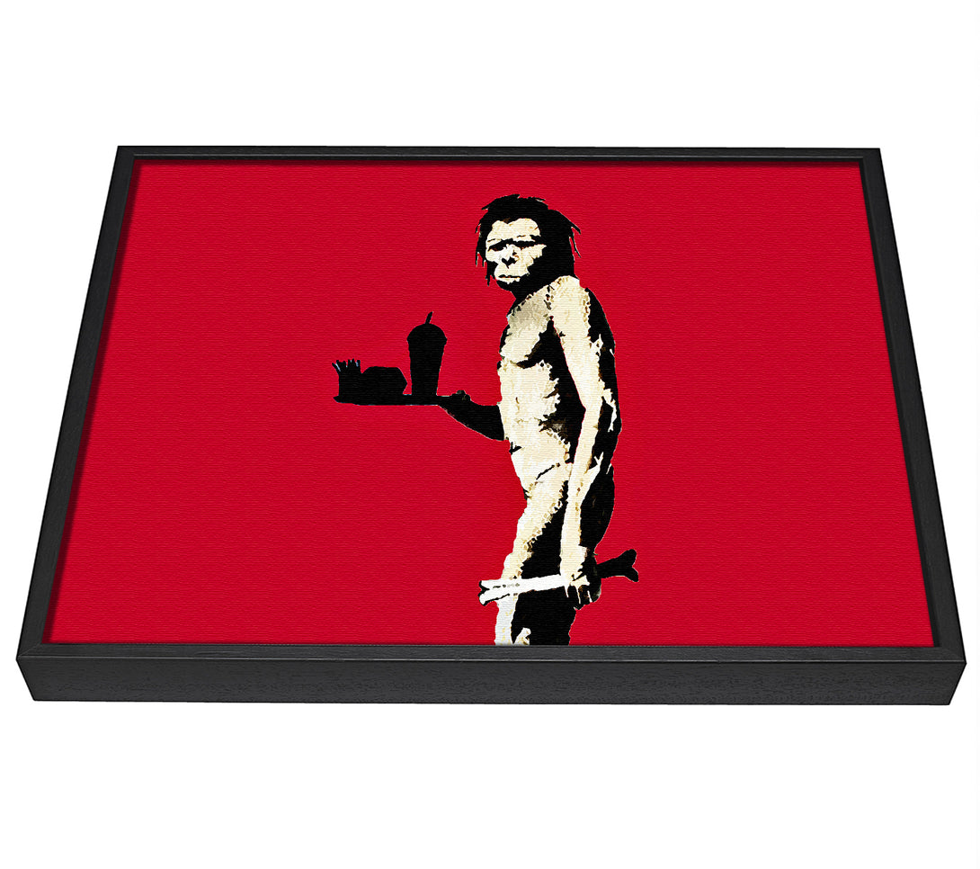 A picture of a Mcdonalds Caveman Red framed canvas print sold by Wallart-Direct.co.uk