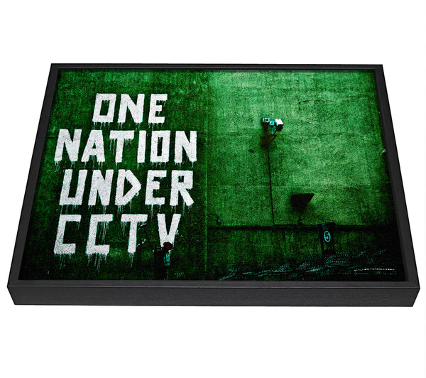 A picture of a One Nation Under Cctv Green framed canvas print sold by Wallart-Direct.co.uk