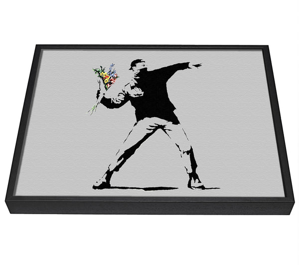 A picture of a Peaceful Warrior Grey framed canvas print sold by Wallart-Direct.co.uk