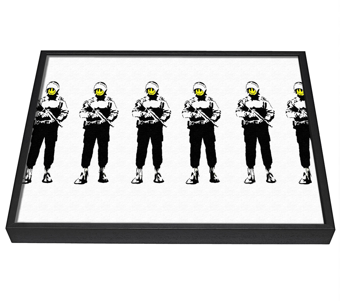 A picture of a Smiley Face Line-Up framed canvas print sold by Wallart-Direct.co.uk