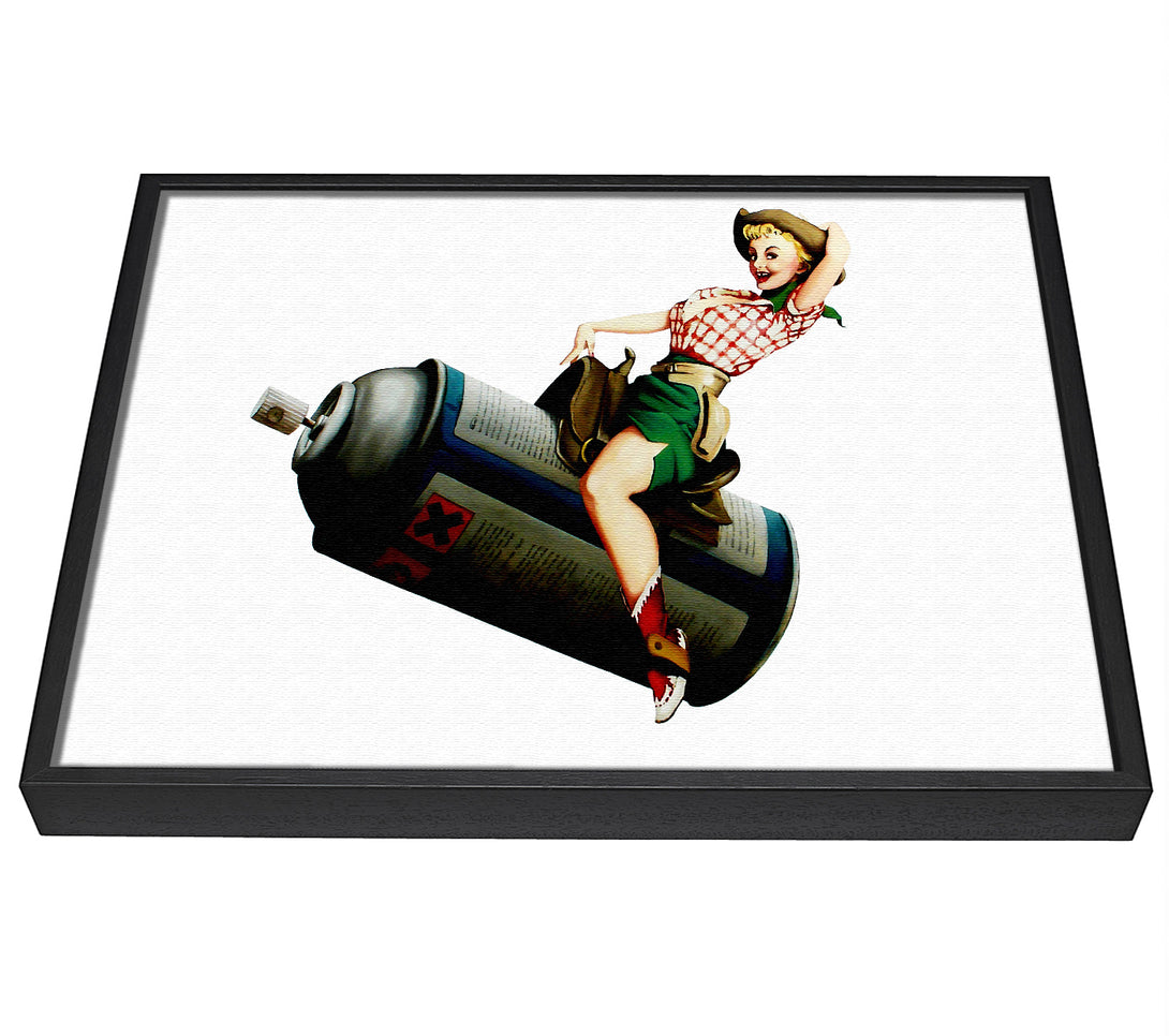 A picture of a Spray Can Cowgirl framed canvas print sold by Wallart-Direct.co.uk