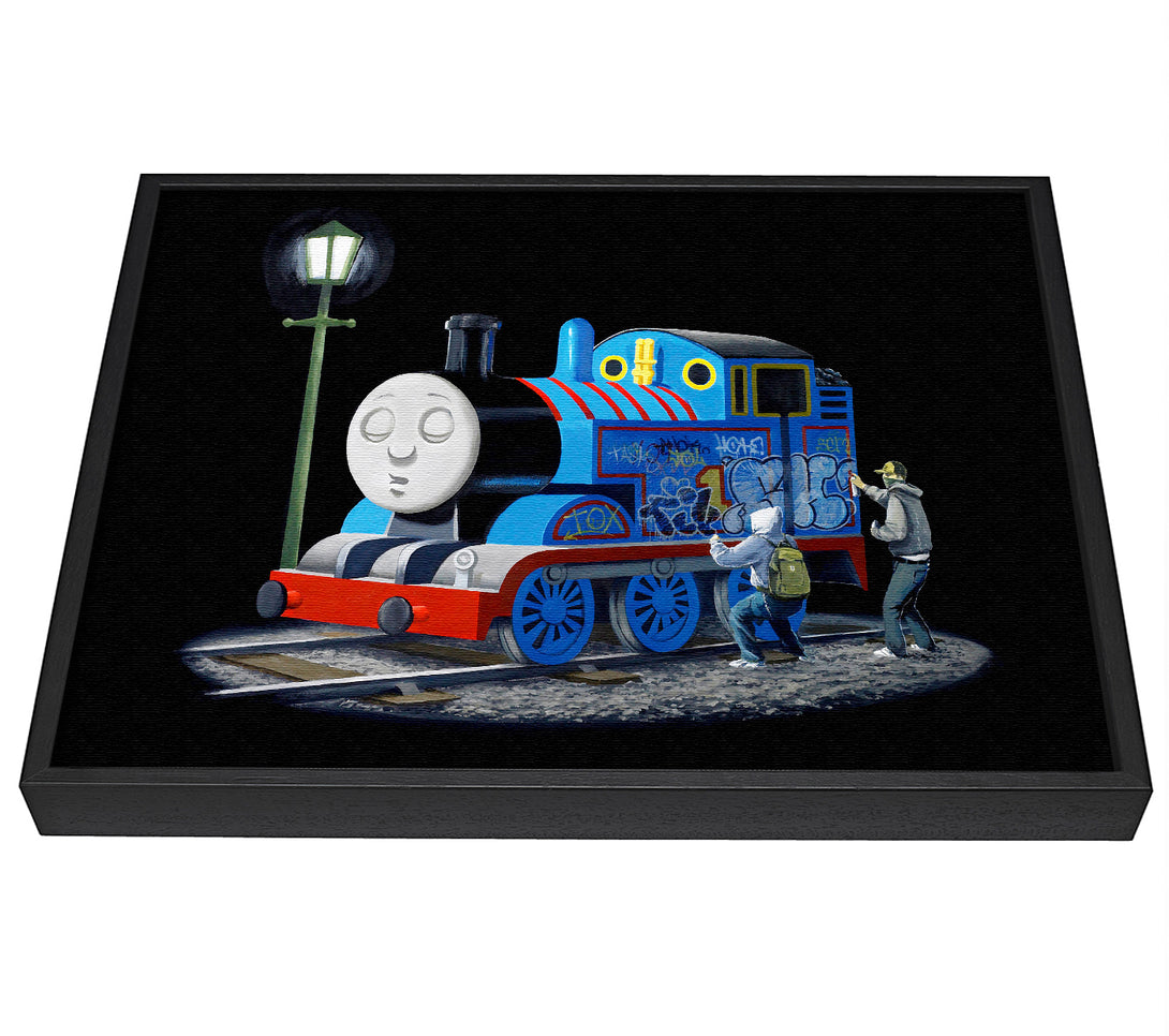 A picture of a Thomas The Tank Graffiti framed canvas print sold by Wallart-Direct.co.uk