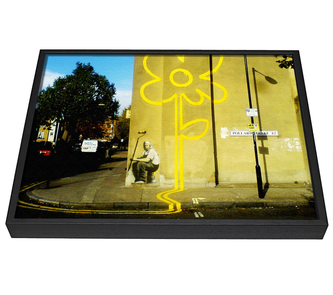 A picture of a Yellow Flower Lines framed canvas print sold by Wallart-Direct.co.uk