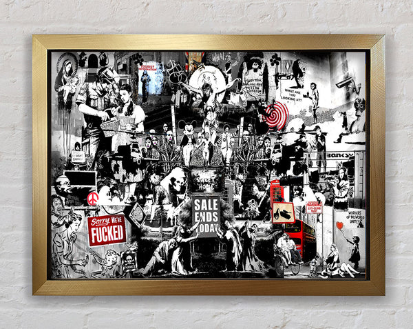 Banksy Collage 1 B n W