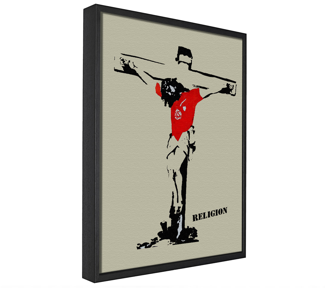 A picture of a Football Religion framed canvas print sold by Wallart-Direct.co.uk