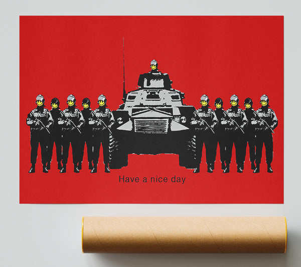 Banksy Have A Nice Day Army Tanks Red