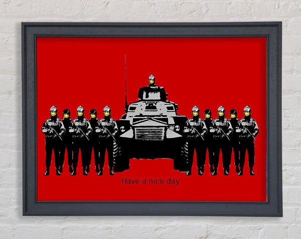 Banksy Have A Nice Day Army Tanks Red