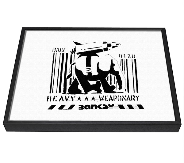 A picture of a Heavy Weaponary White framed canvas print sold by Wallart-Direct.co.uk