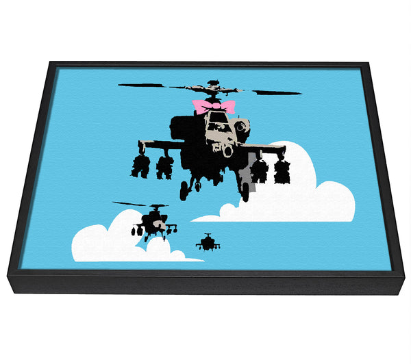 A picture of a Hellicopter Bow Blue framed canvas print sold by Wallart-Direct.co.uk