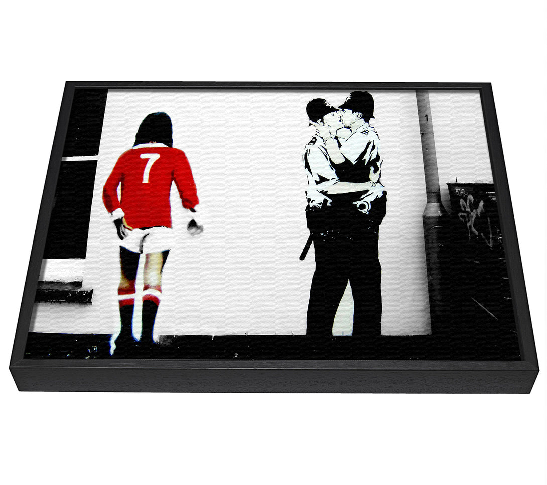 A picture of a Kissing Coopers Football framed canvas print sold by Wallart-Direct.co.uk