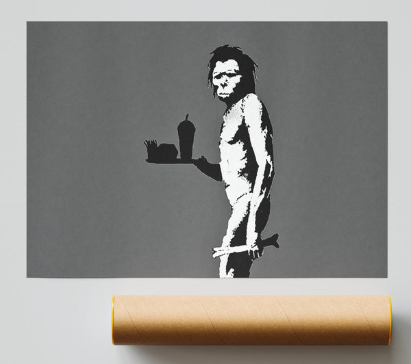 Banksy Mcdonalds Caveman Grey