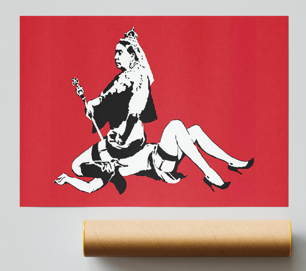 Banksy Queen Elizabeth Legs Red