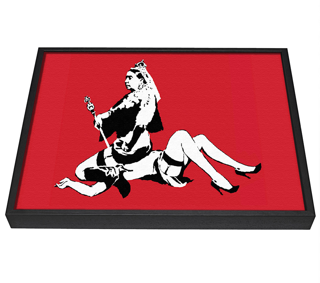 A picture of a Queen Elizabeth Legs Red framed canvas print sold by Wallart-Direct.co.uk