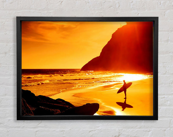 Surfer At Dawn Orange