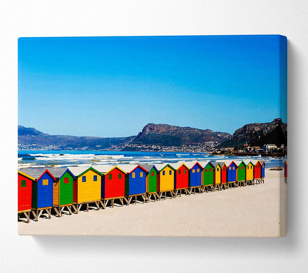 Colourful Beach Hut Line-Up