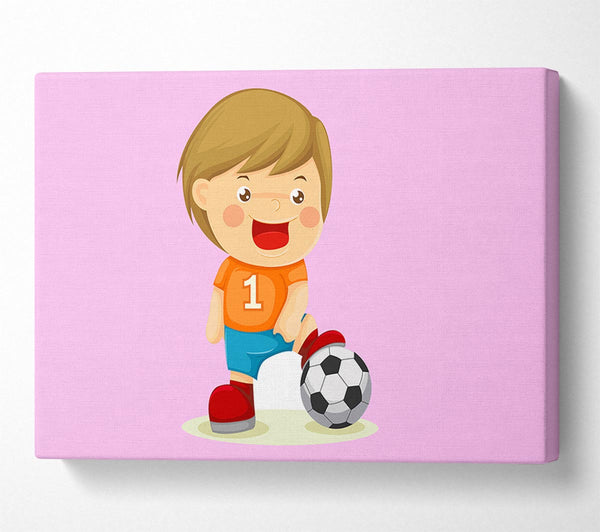 Footballer Standing On Ball Pink