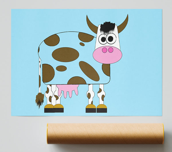 Funny Cow With Hair Baby Blue