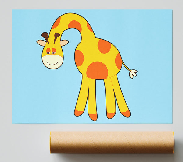 Funny Giraffe Looking Down Baby Blue