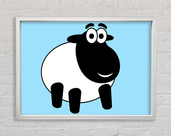 Happy Cartoon Sheep Baby Blue