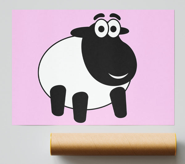 Happy Cartoon Sheep Pink