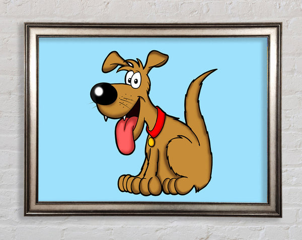 Happy Dog Cartoon With Tongue Out Baby Blue