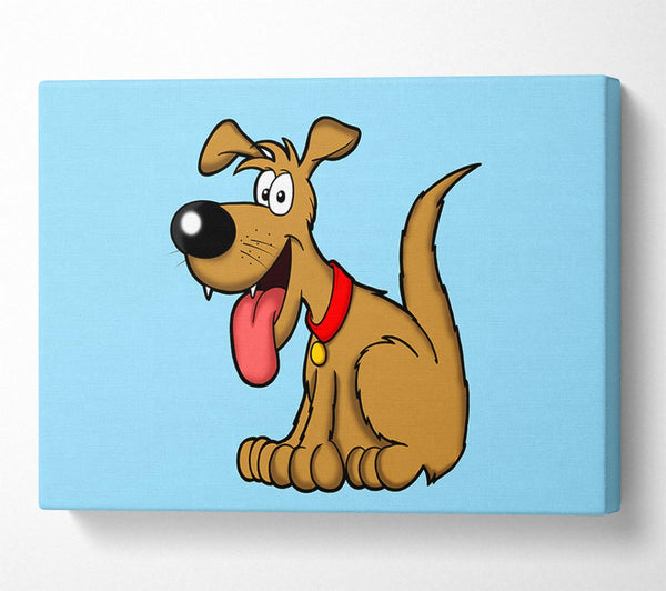 Happy Dog Cartoon With Tongue Out Baby Blue