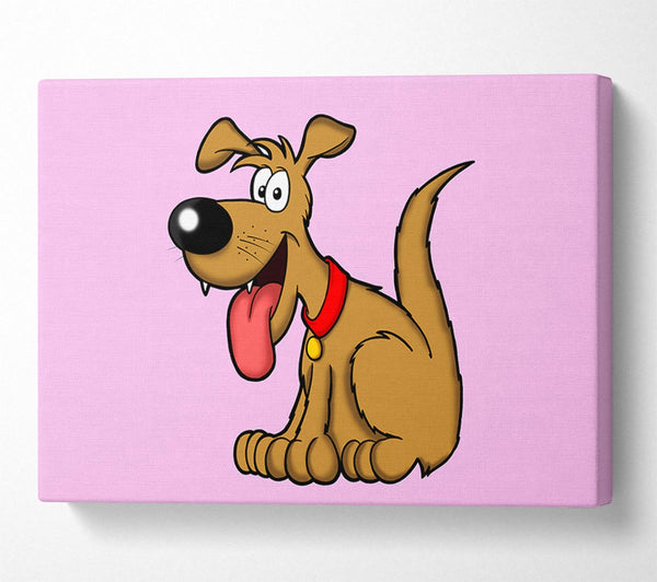 Happy Dog Cartoon With Tongue Out Pink