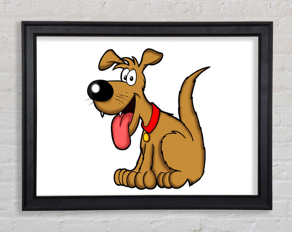 Happy Dog Cartoon With Tongue Out White