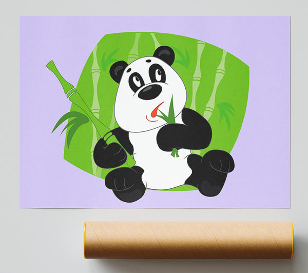 Panda Eating Bamboo Lilac