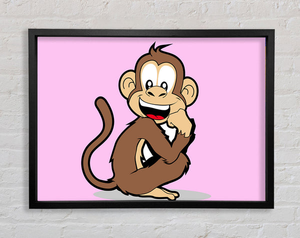 Sitting Monkey Smiling Pink