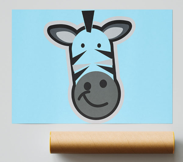 Smiling Zebra Face Baby Blue