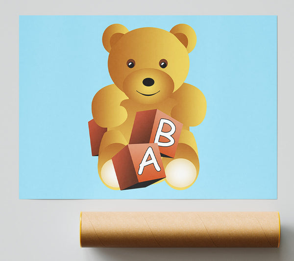 Teddy Bear Alphabet Blocks Baby Blue