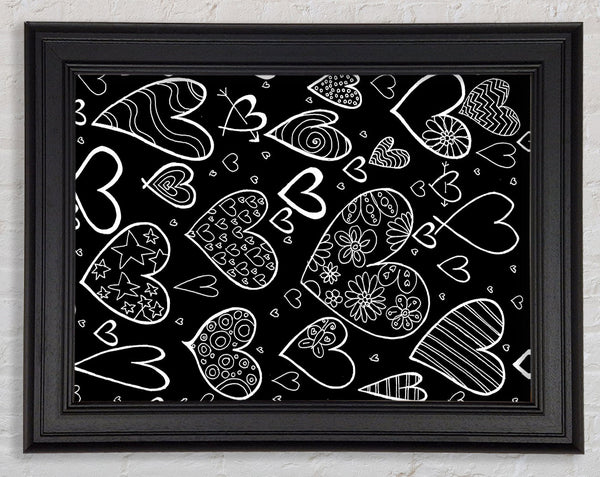 Hearts White On Black