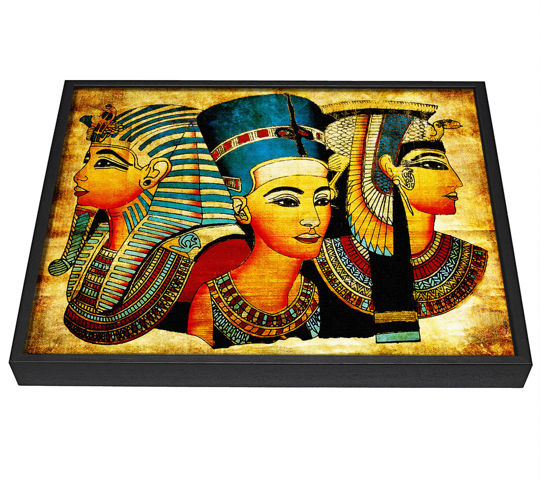 A picture of a Heads Of Three Egyptian Queens n Kings framed canvas print sold by Wallart-Direct.co.uk