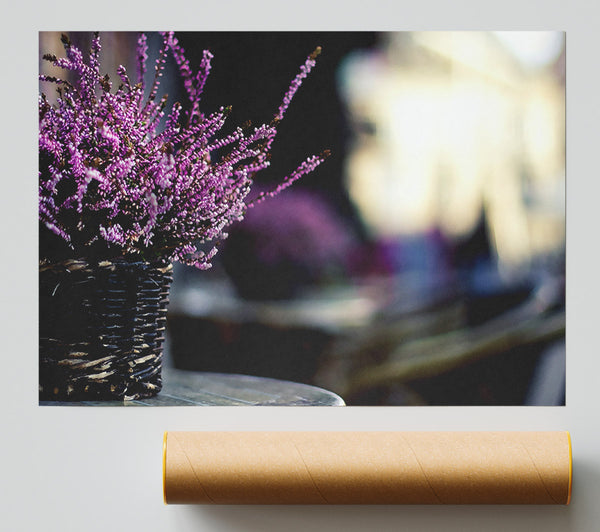 Purple Flowers In A Basket