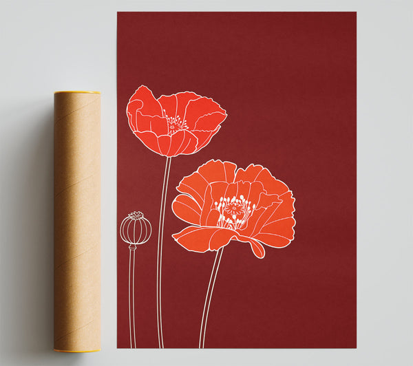 Red Poppies Maroon