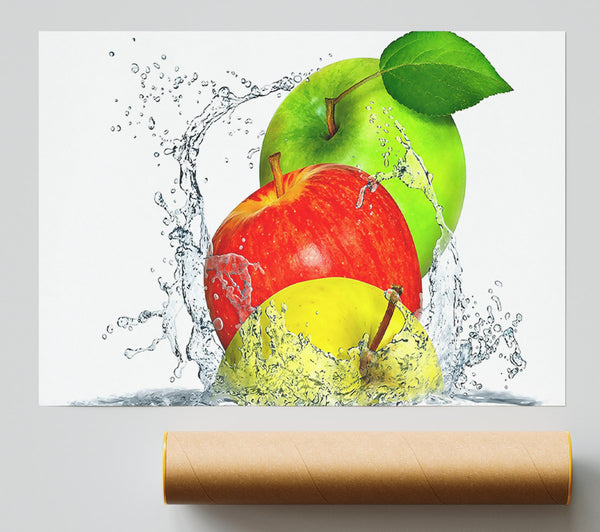 Apples Splashing Water