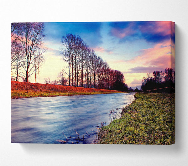 Countryside Stream At Sunset