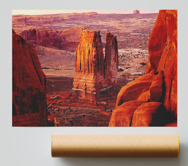 Courthouse Towers At Sunset Arches National Park Utah