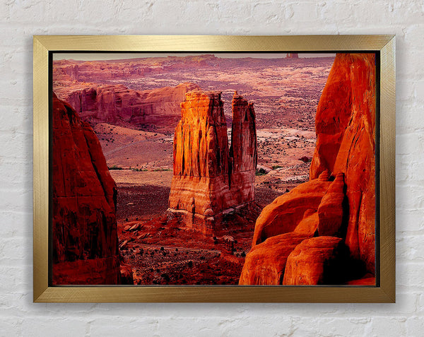 Courthouse Towers At Sunset Arches National Park Utah