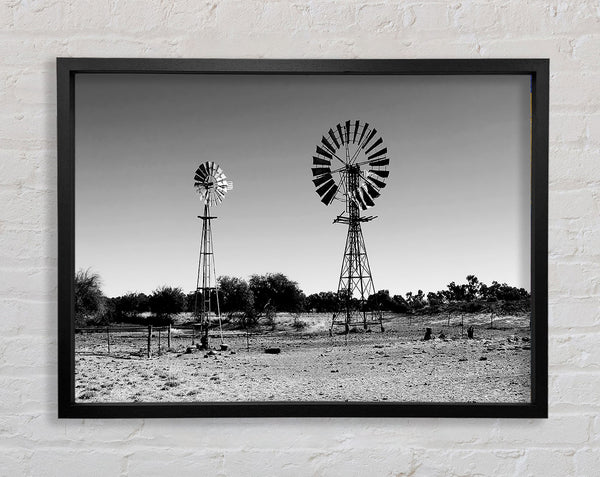 Windmills In The Desert B n W