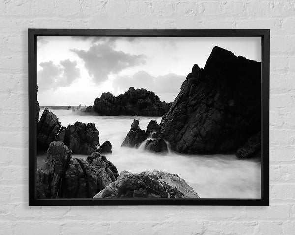 The Ocean Rocks B n W