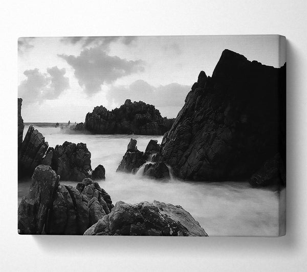 The Ocean Rocks B n W