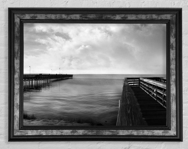 Twin Pier Ocean B n W