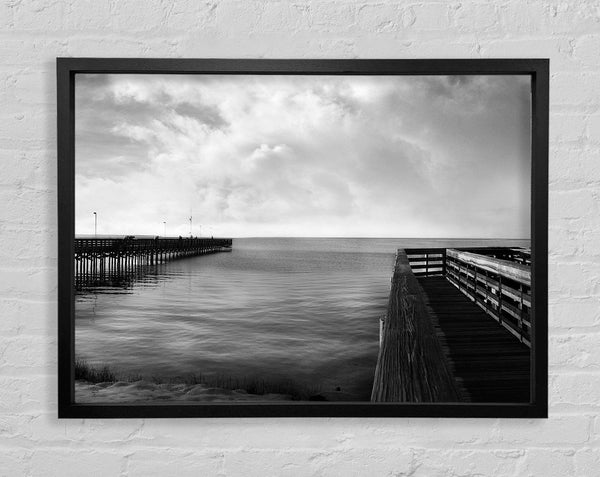 Twin Pier Ocean B n W