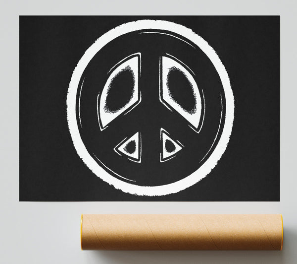 Peace Sign White On Black