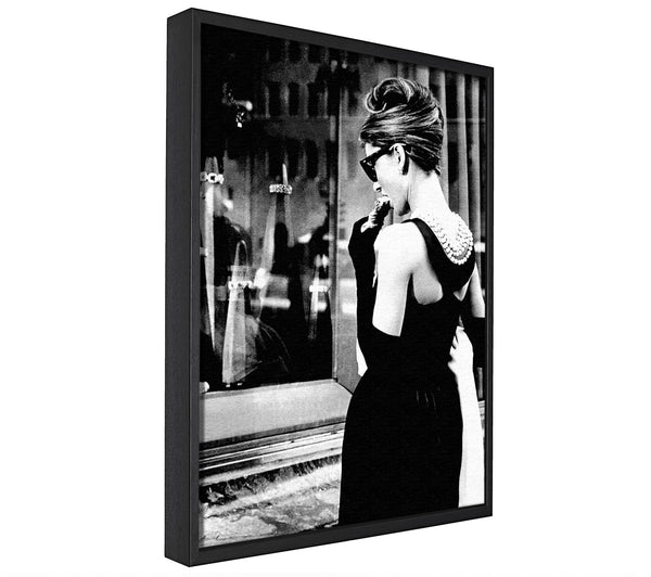 A picture of a Audrey Hepburn Window Delight framed canvas print sold by Wallart-Direct.co.uk