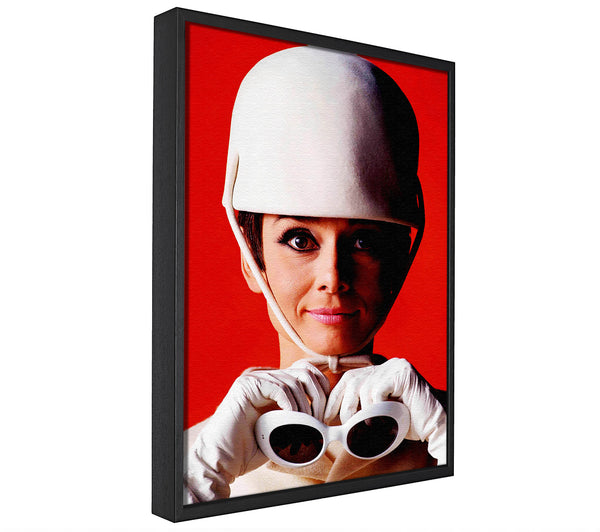 A picture of a Audrey Hepburn Goggles framed canvas print sold by Wallart-Direct.co.uk