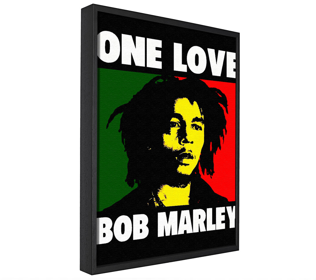 A picture of a Bob Marley One Love framed canvas print sold by Wallart-Direct.co.uk